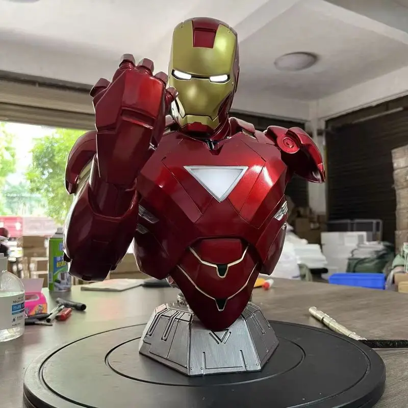 Iron Man actiefiguurmodel - Marvel verzamelspeelgoed halflang standbeeld borstportret voor fans van actiefiguren