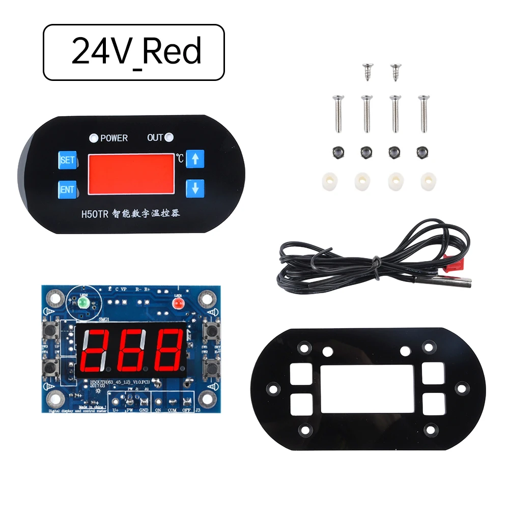 12V 24V Digital LED Thermostat Controller Temperature Heat Cool Sensor Meter Mini DC Thermal Regulator Thermostat -40~300℃ H50TR