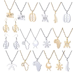 African Symbol Pendant Necklace Stainless Steel Adinkra Gye Nyame Africa Berbers Jewelry
