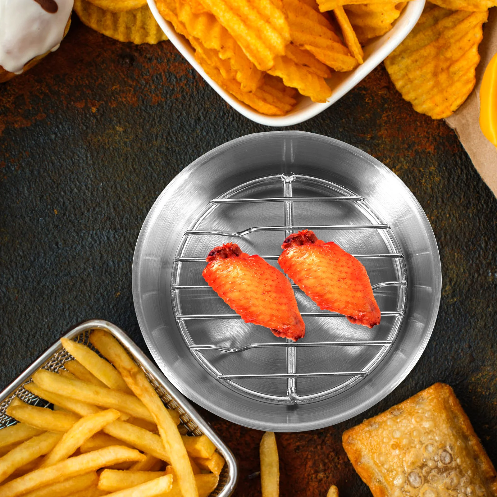 

Stainless Steel Roasting Pan Baking Sheet BBQ Plate Thickened Heat Resistant Oil Draining Grill Mesh Food Display Home Kitchen