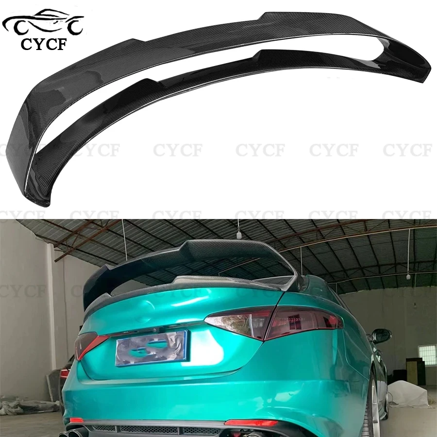 For Alfa Romeo Giulia 2015+ GTA Style Carbon Fiber Tail fins Rear Deck Spoiler Duckbill Car Wing Retrofit the rear wing