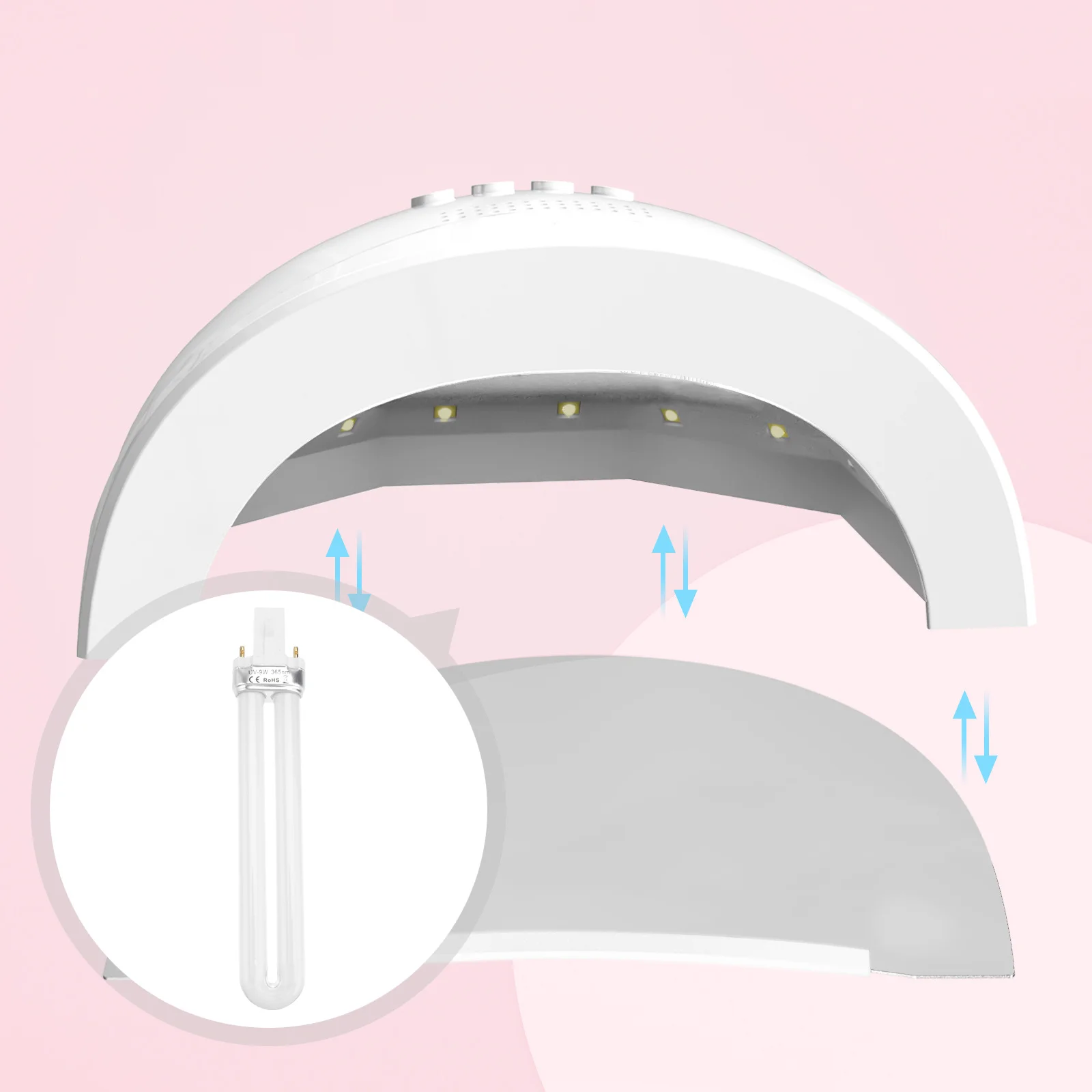 9w gel lâmpada da arte do prego tubo lâmpadas substituição led secador de unhas luz para secagem rápida manicure profissional uso doméstico