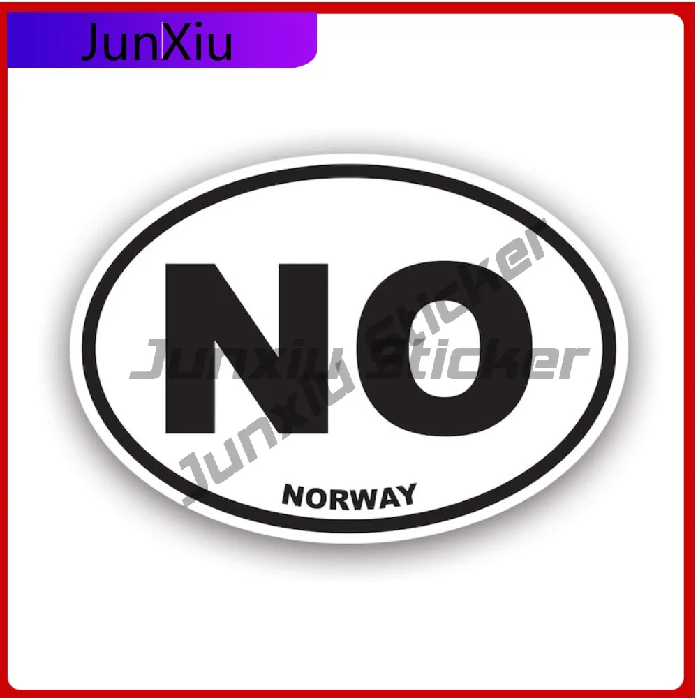 Norway Oval Sticker Uv Protected Decals Uv Protected Norwegian Flag Country Code Euro No V3 Anime Style Window Use Waterproof