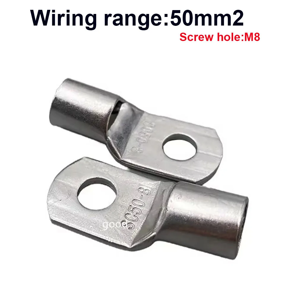 10PCS 20PCS 30pcs/Lot SC 50-8 50mm2 8mm Bolt Hole Tinned Copper Cable lugs Battery Terminals Brand New