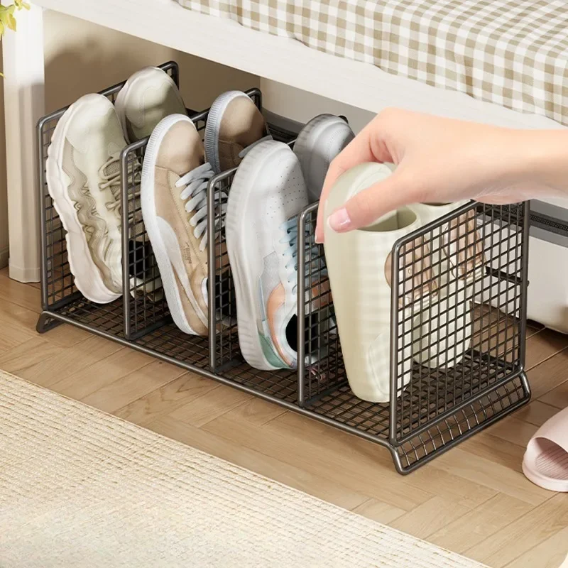 Dorm Under Bed Shoe Rack Iron Slideable Storage Basket Student Shoe Sorting and Storage Organizer Shoe Rack