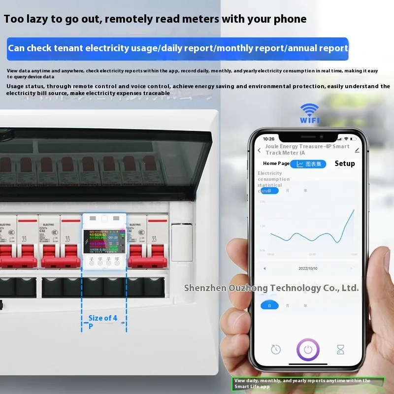 

AT4P WiFi Energy Meter Volt Amp KWh Frequency Monitor Remote Power Consumption Analyzer Sharing Management