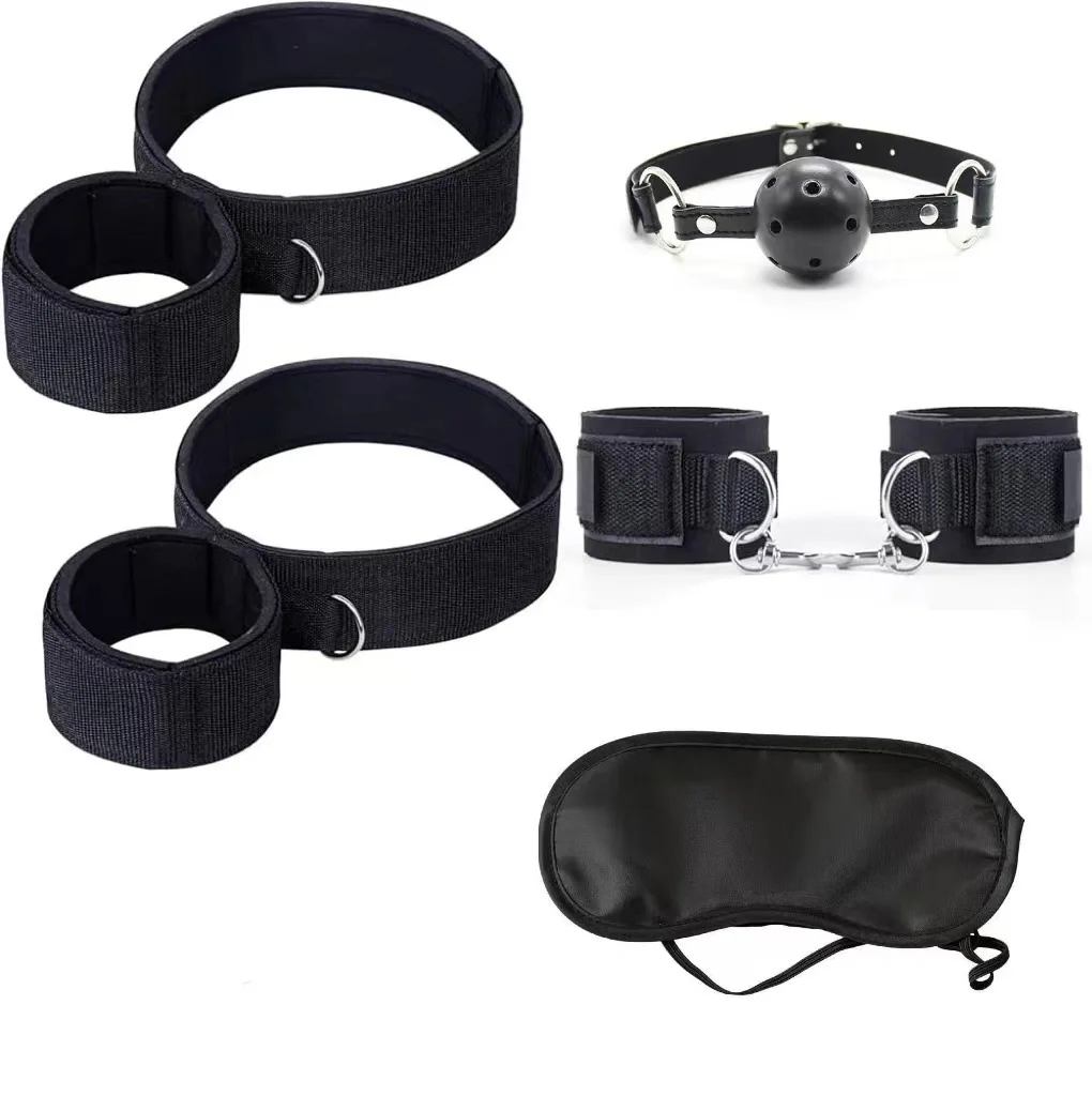 Conjunto de contenção de cama casal brinquedos sexuais bondage algemas kit adulto ferramenta de jogo 18 + amarrar erótico braço tornozelo eyeblinder flertando sextoy