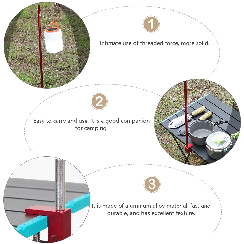 

1Pcs Lighting Pole Foldable Aluminum Alloy Adjustable Camping Outdoor Lantern Stand Bracket Travel Accessories