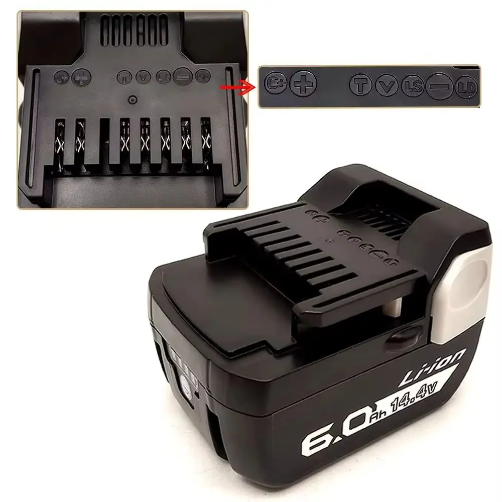 14.4V For Replacement Hitachi BSL1430 BSL1440 BSL1450 Cordless Drill Rechargeable Power Tools 6.0Ah Battery