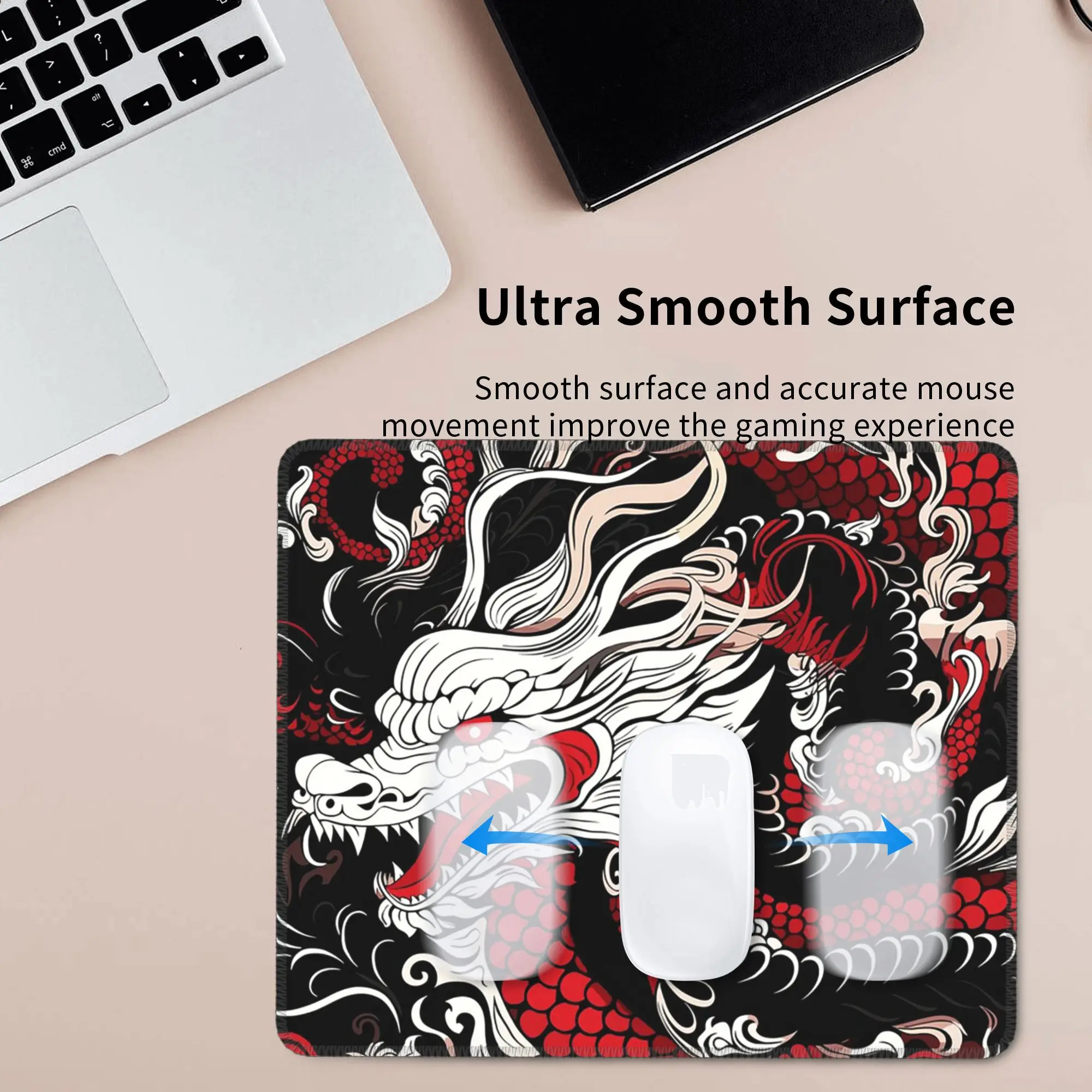 Красный, черный и белый традиционный китайский дракон. Коврик для мыши Компьютерная клавиатура Коврик для мыши Игровой ПК Коврик для ноутбука