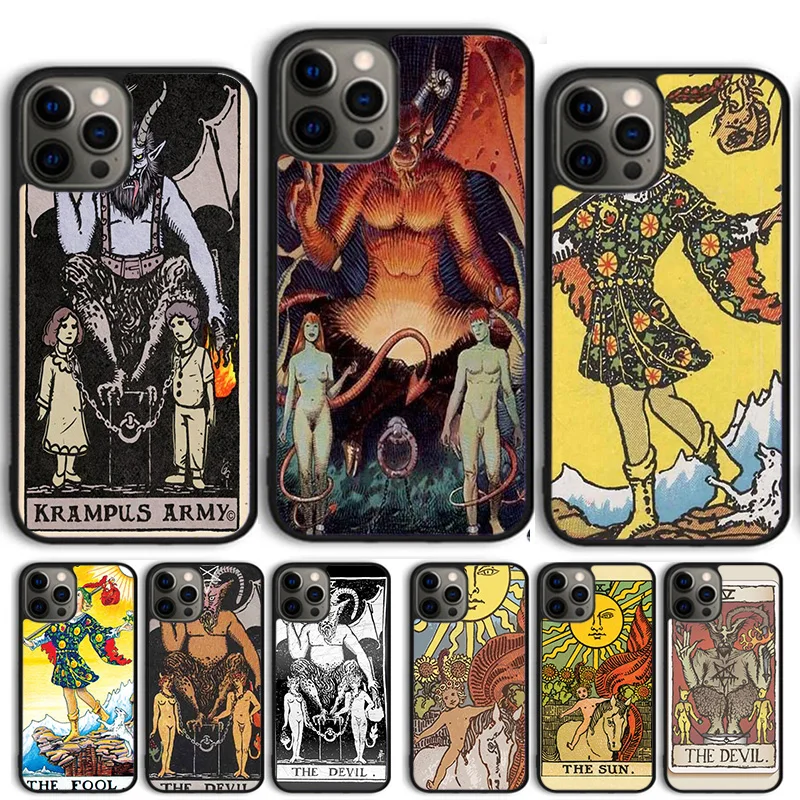 Tarot Cards The Devil Phone Case Cover For iPhone 15 16 14 13 11 12 Pro Max mini XS Max XR X Plus Back Coque shell