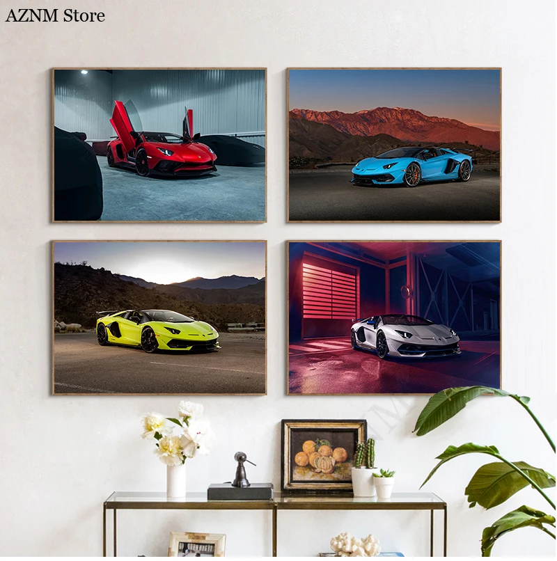 2020 Lamborghini Aventador Roadster Kunstposter Wandkunst Wandbild Leinwandgemälde Heimdekoration 30X45cm 40X60cm 50X75cm