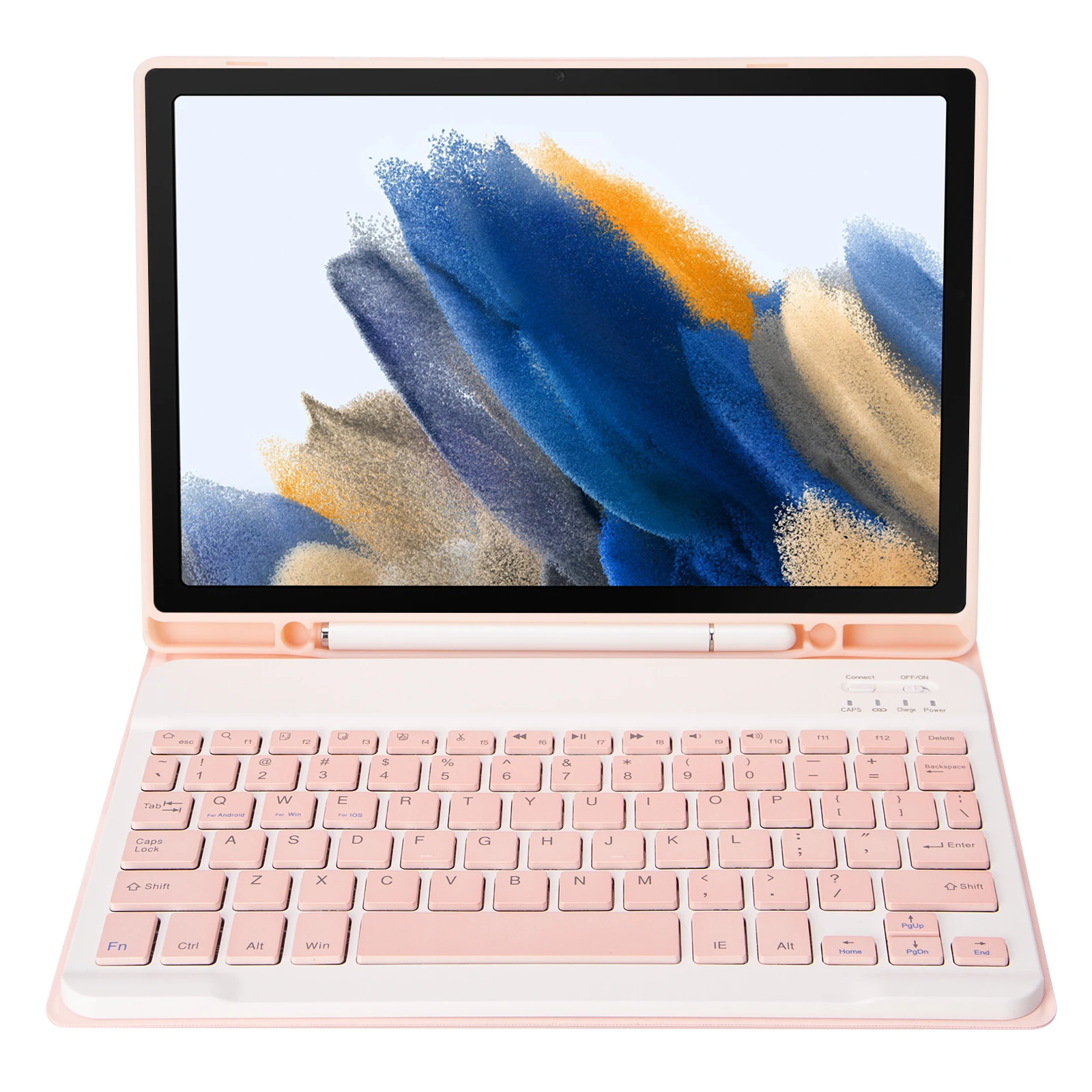 A08B Detachable Bluetooth-compatible Keyboard Case for Samsung Galaxy Tab A8 10.5 (2021) / (2022) SM-X205 / X200 - Pink