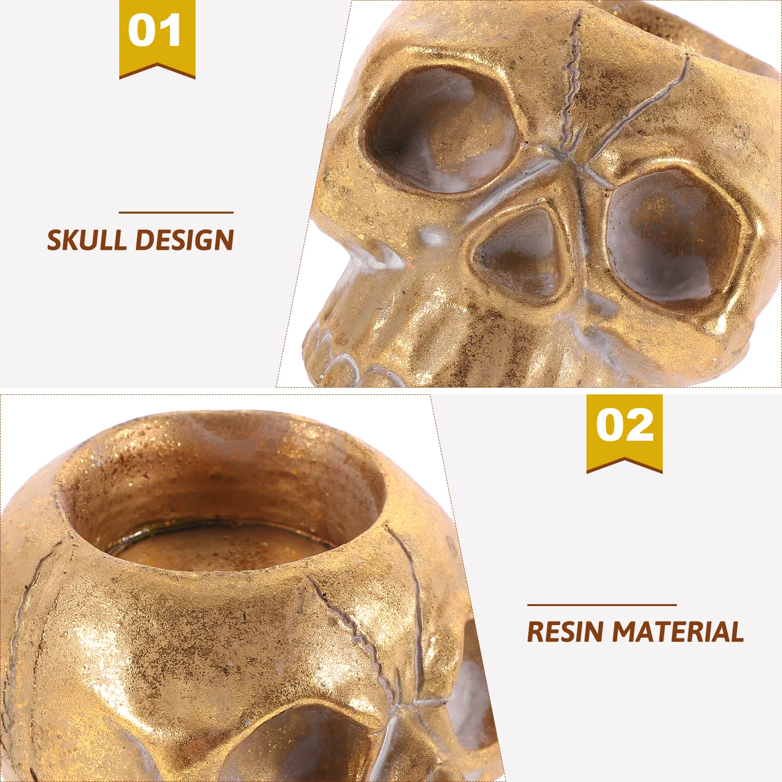 

Retro Resin Skull Holder Halloween Decorative Candlestick Spooky Home Decoration Heat Resistant