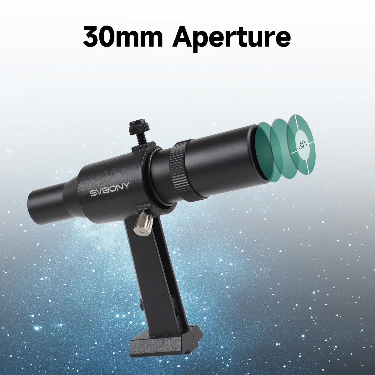 SVBONY SV182 Positiver Gerader 6X30 Metall-Sternfinder für Astronomische Teleskope mit Ständer Achromatisches 2-Element-Linsendesign – Detail 17