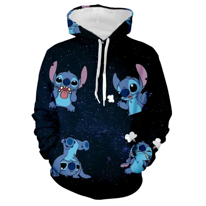 Disney Hoodies Autumn Men\'s Women\'s Cartoon Printed Short Sleeve Hooded Clothing Fashion Jacket Adult Daily Casual Streetwear