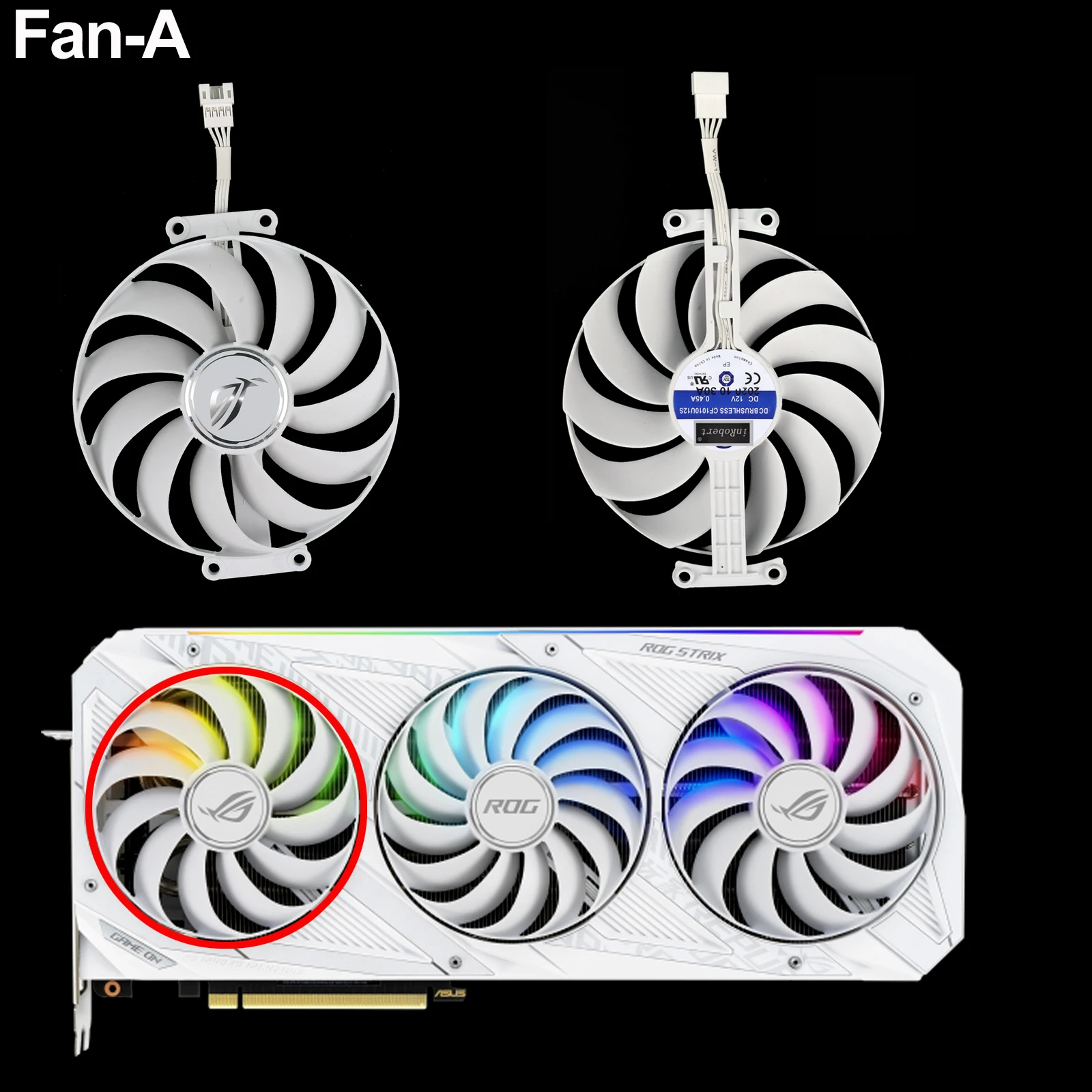 Imagem -03 - Cooler Fan Substituição para Asus Amd Rog Strix Geforce Rtx 3070 3080 3090 v2 Edição Placa Gráfica Novo 95 mm Branco Cf1010u12s