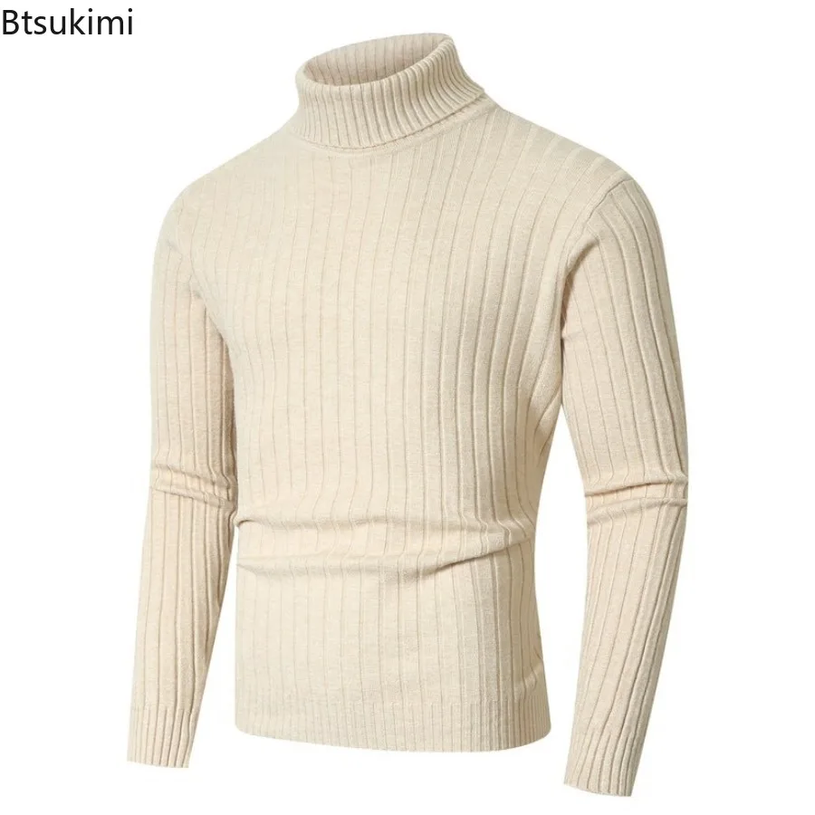 

2025 Winter Clothing Men's High Collar Thick Warm Sweaters Korean Solid Slim Turtleneck Pullover Men Knitwear Bottoming Sweaters