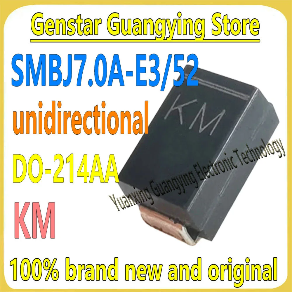 (10 pieces) SMBJ7.0A-E3/52 SMBJ7.0A Marking: KM Unidirectional SMB/DO-214AA Electrostatic and Surge Protection (TVS/ESD)