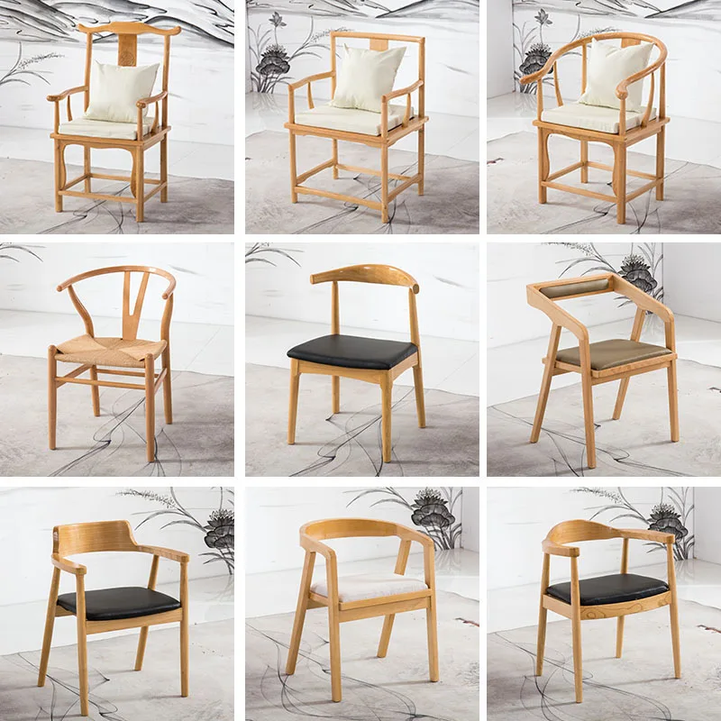 Simple solid wood office chair armrest chair modern book chair staff computer