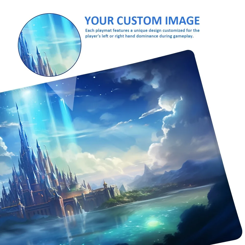 Custom Card Game Desk Mat, Large Non-Slip Rubber Mouse Pad Stitched Edge Personalized Photo Mat for Party Gaming