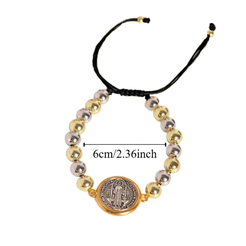 세인트 베네딕트 땋은 묵주 팔찌 핸드 쥬얼리 조절 가능한 페르시 팔찌 매력 민족 스타일 팔찌 기도 구슬 선물