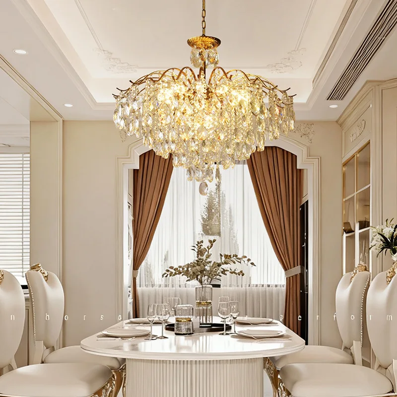 ما بعد الحداثة ضوء فاخر الفرنسية كريستال الثريا غرفة المعيشة غرفة نوم غرفة نوم رئيسية مصباح غرفة الطعام الجديد رومانسية كريستال الرجعية #2