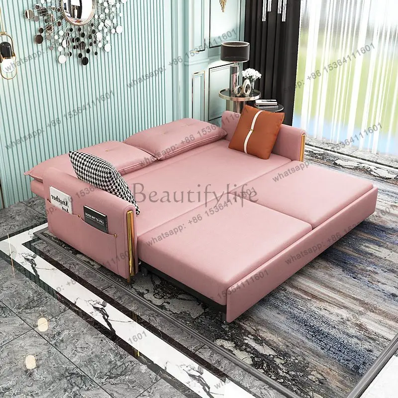 

yj5 Sofa bed dual-purpose foldable small apartment leather light luxury multi-function