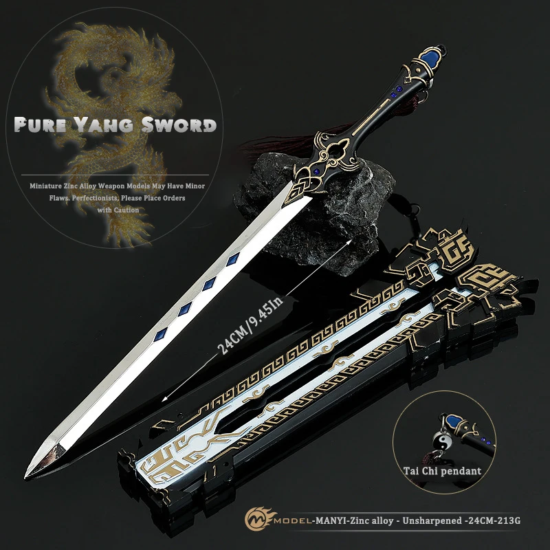 

24cm/9.45in Film and TV Game Peripheral pure Yang sword China Cold Weapon Metal Crafts Modle Props Desktop Ornaments Gift