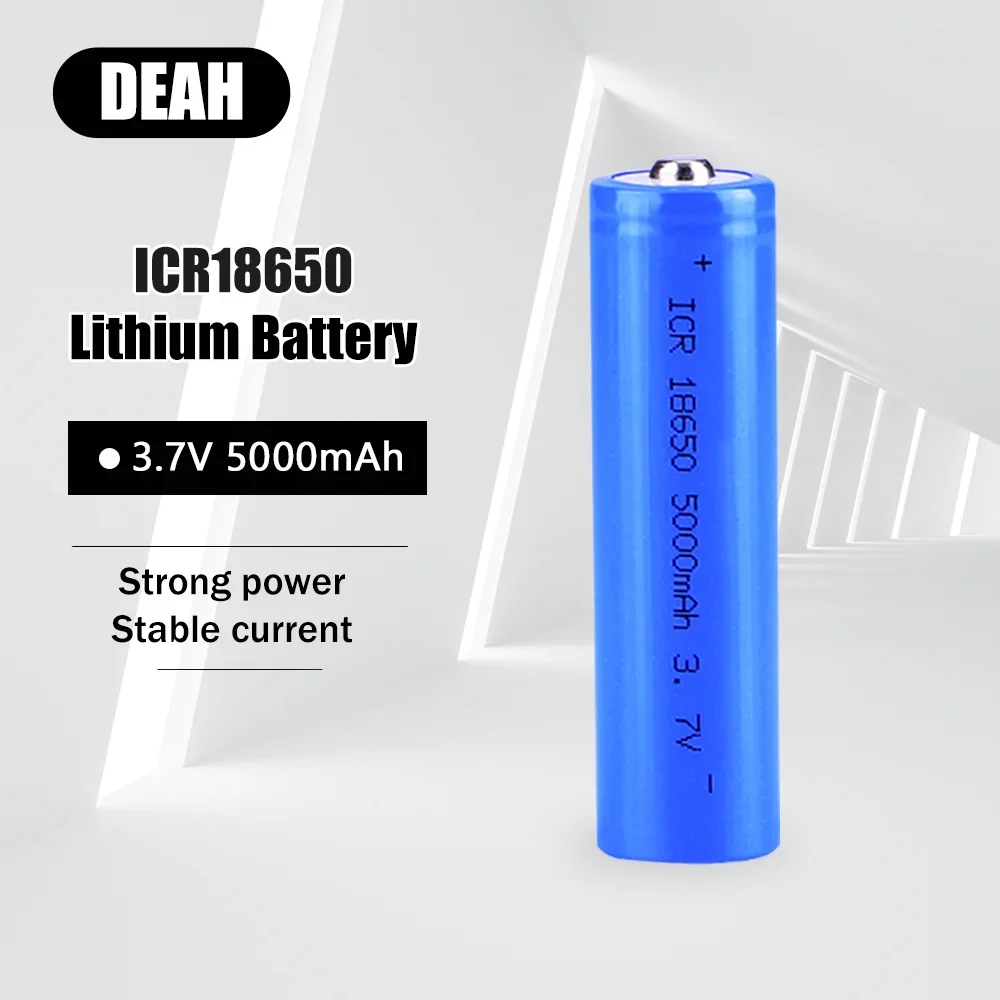 1PCS 3.7V 5000mAh ICR18650 18650 Lithium Rechargeable Battery With Pointed (No PCB) For Flashlight Powerful Torch Computer Toys