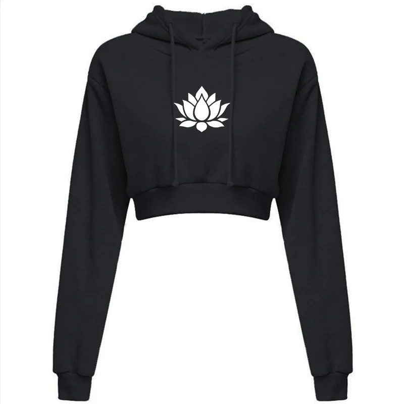 New Female Sexy Lotus Print Hoodies Sweatshirt Women's Hip-Hop Style Sportswear  Street Style Hoodies Pullover