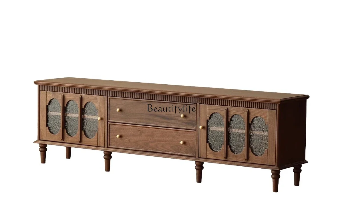 

LJY*French retro North American black walnut TV cabinet American small apartment living room locker