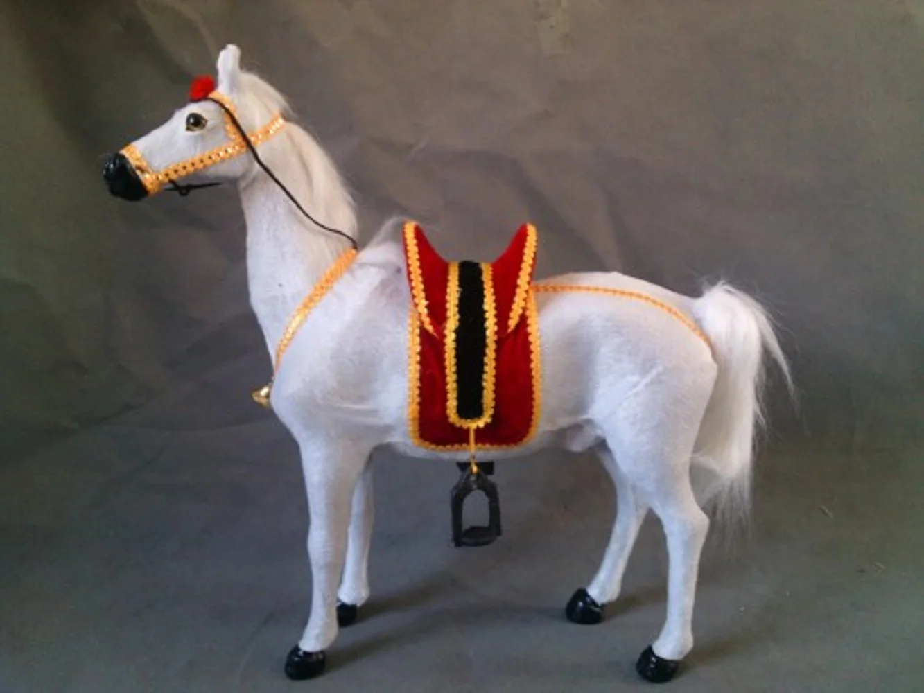 large 50x40cm simulation bell horse model toy,polyethylene&furs white horse with saddle ,prop,home decoration,Xmas gift 0715