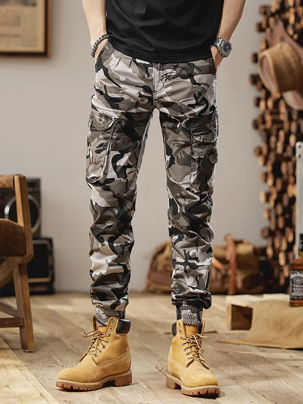 

Camouflage Work Pants Men's Autumn Winter Slim Fit Special Forces Paratrooper Casual Loose Leggings Cotton Polyester Blend