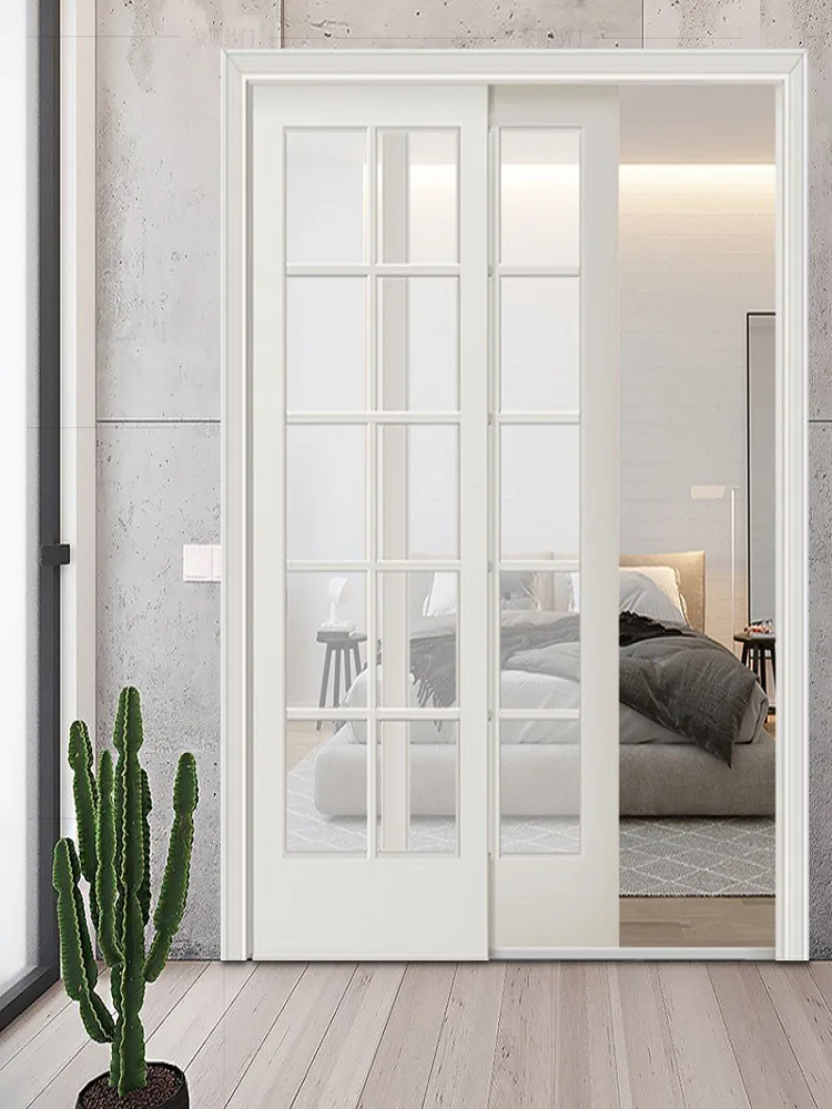 

French sliding door Solid wood composite paint door Customable indoor