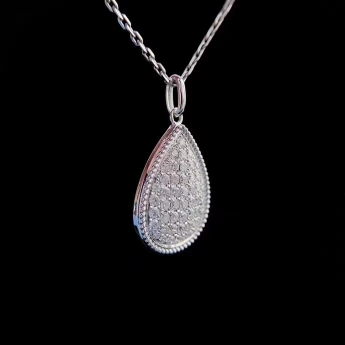 XCL FASHION 18K PEAR STYLE NATURAL DIAMOND PENDANT&NECKLACE FINE JEWELRY LADY PARTY DAILY WEAR ALL SEASON