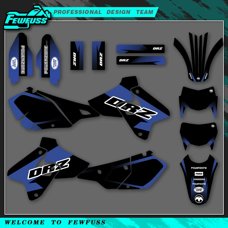 Fewfuss For SUZUKI DRZ400 SM S E DRZ 400 SM S E 1999-2022 Full Set Graphics Decals Stickers Motorcycle Custom Number Name