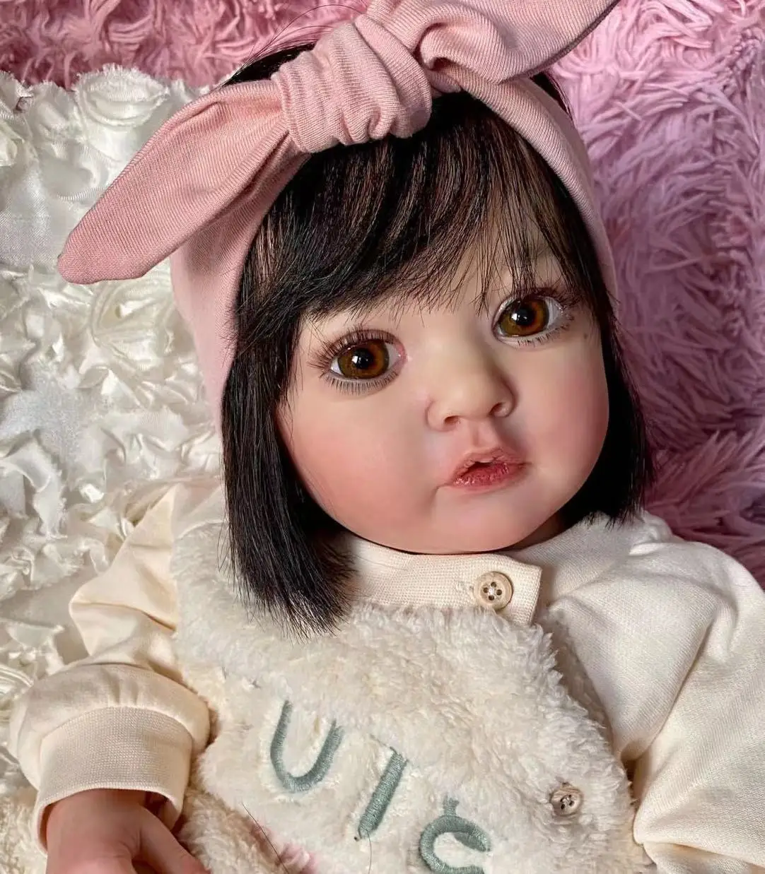 

FBBD Customized Limited Supply 24inch Reborn Baby Doll Ayana With Hand-Rooted Black Same Hair Already Finished Doll