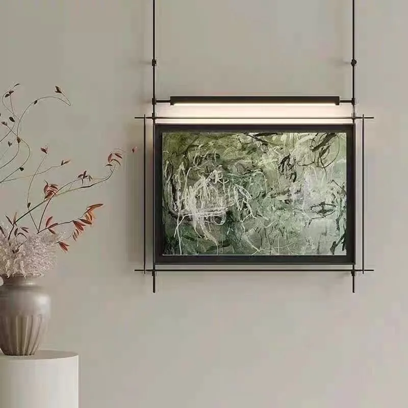 high-end study room metal rod decorative lamp wall hanging, sales office 3D entrance feature
