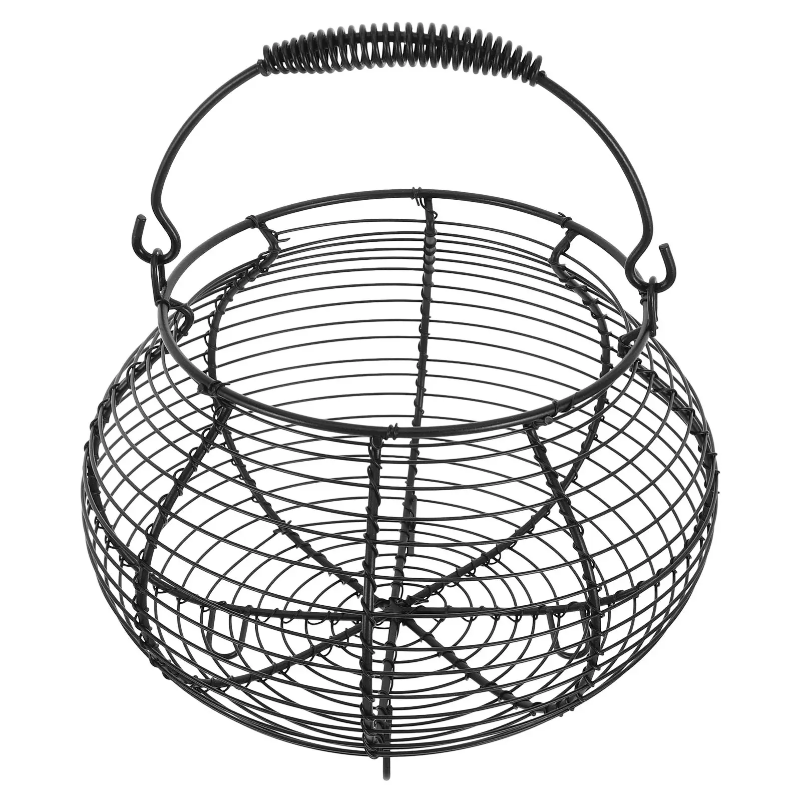 

Iron Wire Basket Round Small Metal Egg Holder Storage with Handle for Kitchen Grocery Fruits Vegetable Toys Longlasting Portable