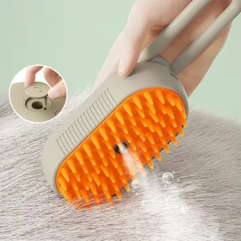 

Wholesale 3-In-1 Rechargeable Pet Steam Brush and Comb Safe Plastic Water Spray and Dog Hair Brush for Cats and Dogs
