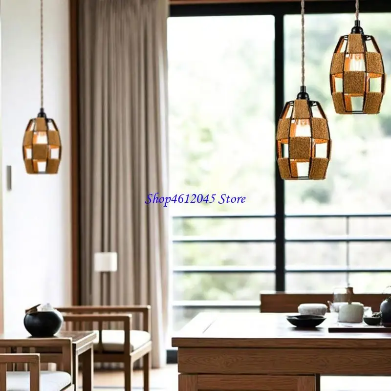 

L69A Elegant Rattan Lampshades in Modern Chinese Design for Living Room Ambiances