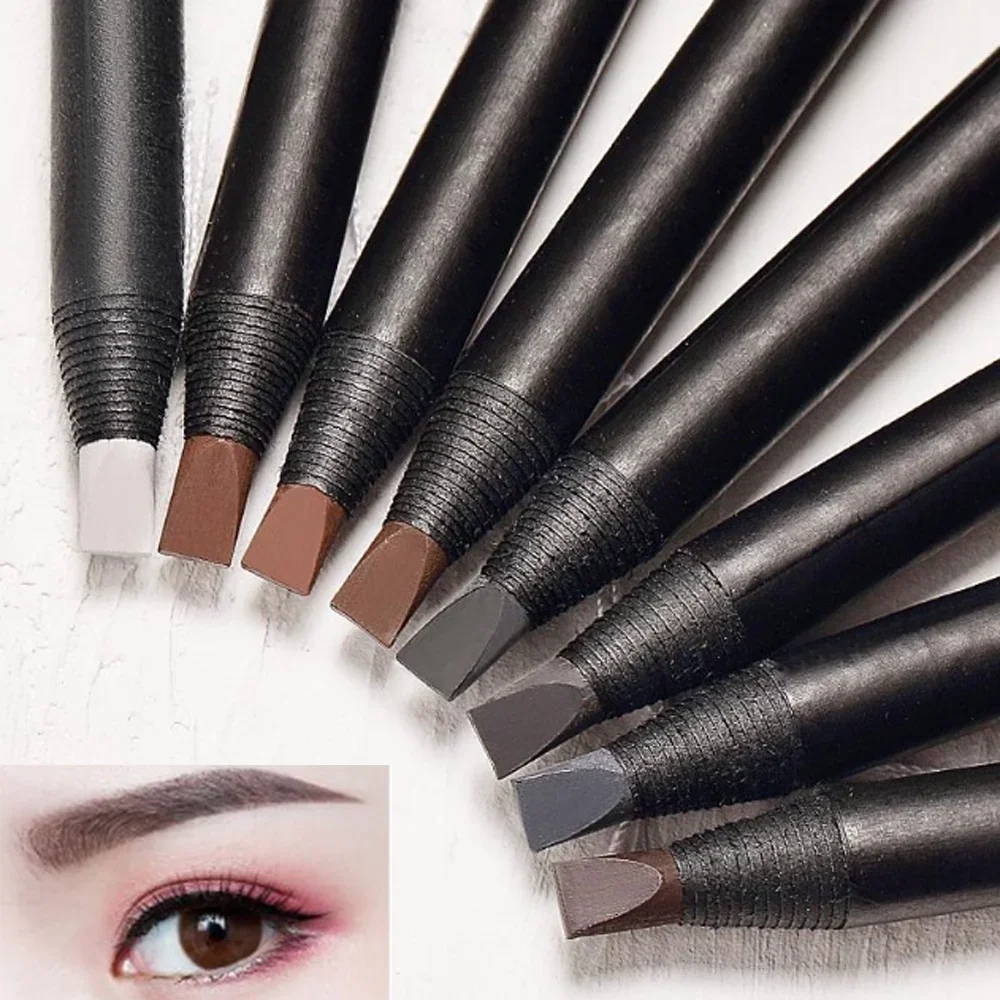Caneta de sobrancelha de cabeça plana multicolorida para mulheres, à prova d'água, à prova de suor, sem cor, perda natural, acessórios de maquiagem de longa duração