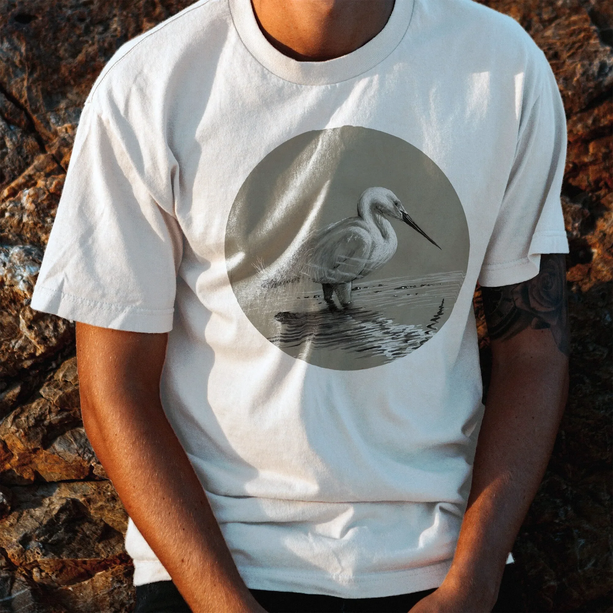 White Egret T-shirt Bird T-shirt T-shirt Gift Watercolor