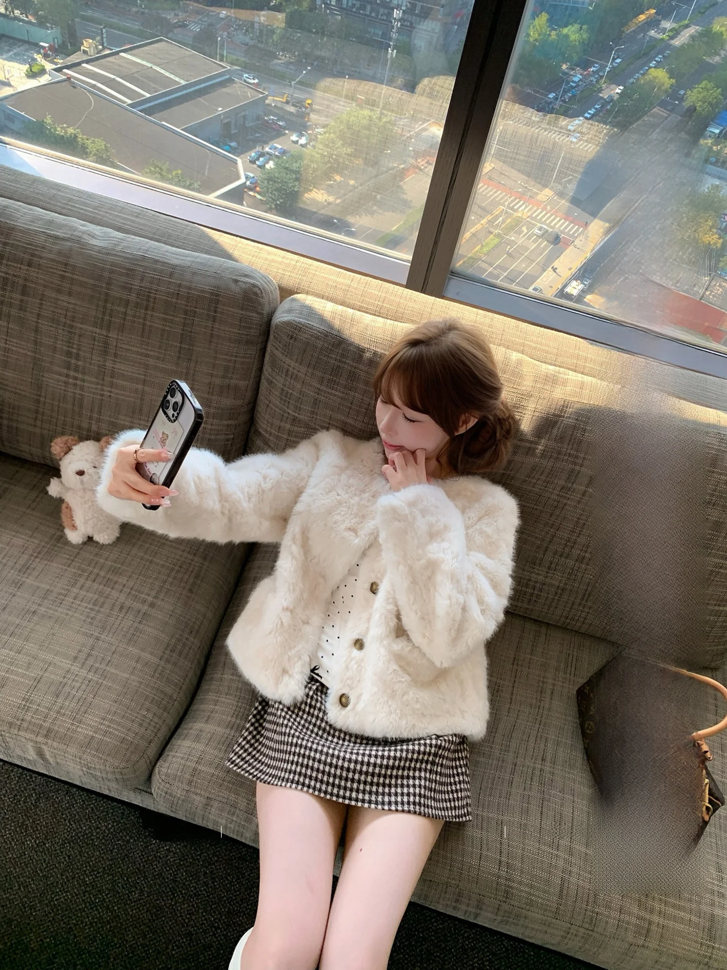 

Женская теплая зимняя куртка из замши и меха белки Lukira с круглым вырезом, утепленная, с длинными рукавами, в стиле Lazy Bearskin