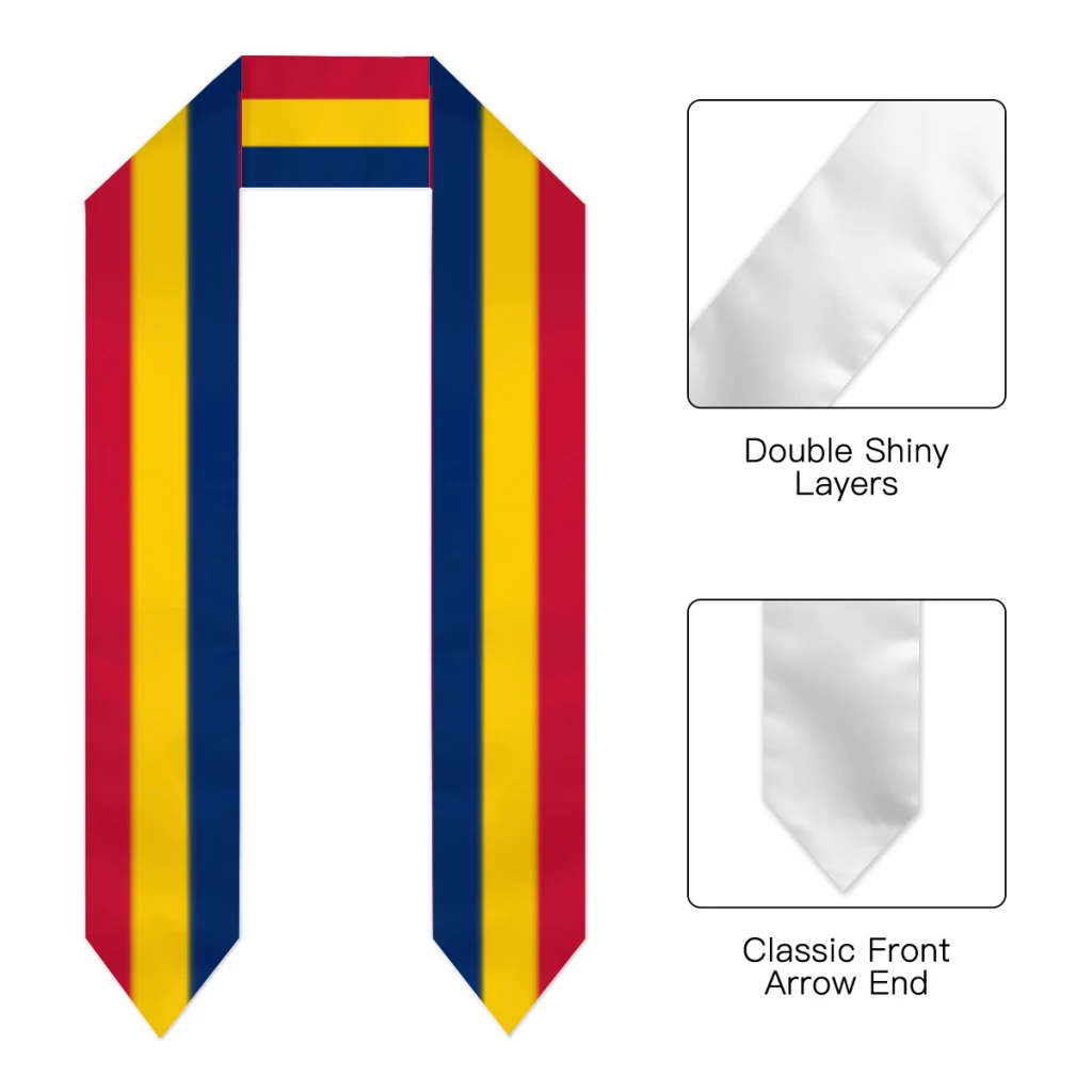 Graduation Sash Chad Flag scarf Shawl Stole Sapphire Blue with Star Stripe Bachelor Gown Accessory Ribbon 180*14cm