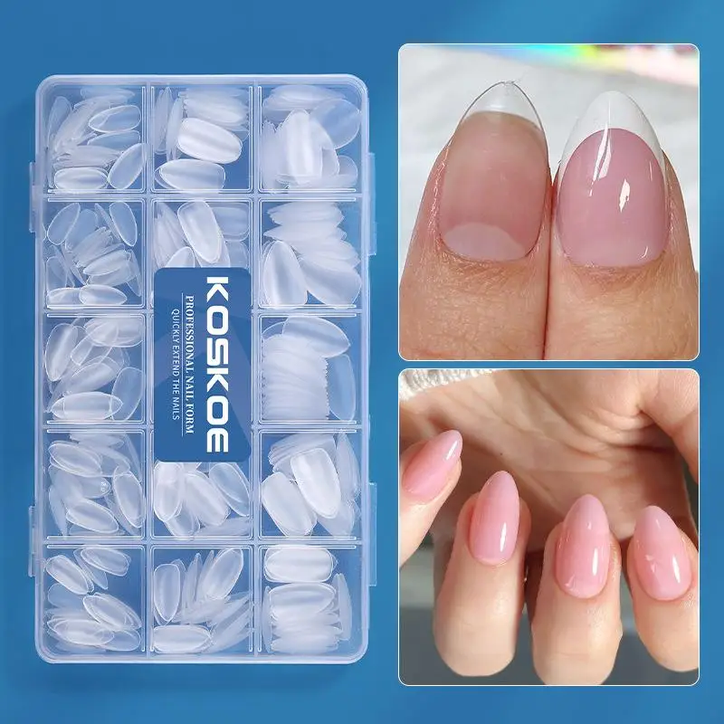 300 قطعة/صندوق كامل ماتي النهاية وهمية مسمار الاكريليك نصائح لينة هلام جيل للأظافر مربع التابوت اللوز البيضاوي اضغط على نصائح مانيكير تمديد #1
