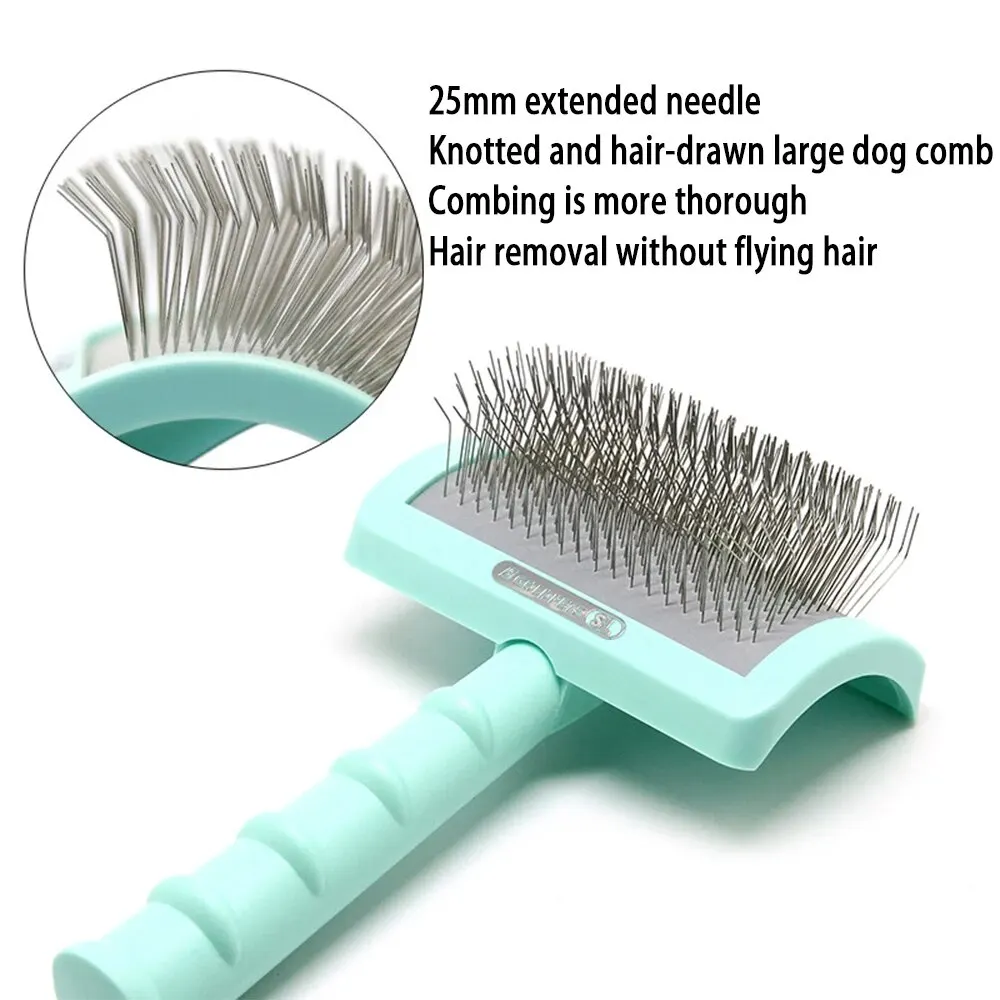 C- shaped Thick Back Hair Self Cleaning Curved Needle Comb Goldpets PS1140 Pet Hair Beauty Brushing Arc Long Needle Comb