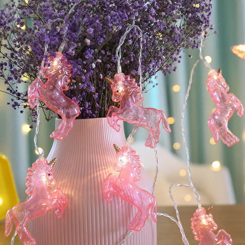 10 Led Pink Unicorn Fairy String Lights Unicorn Party String Lights Decorative Lamps Kids Room Unicorn Birthday party Supplies