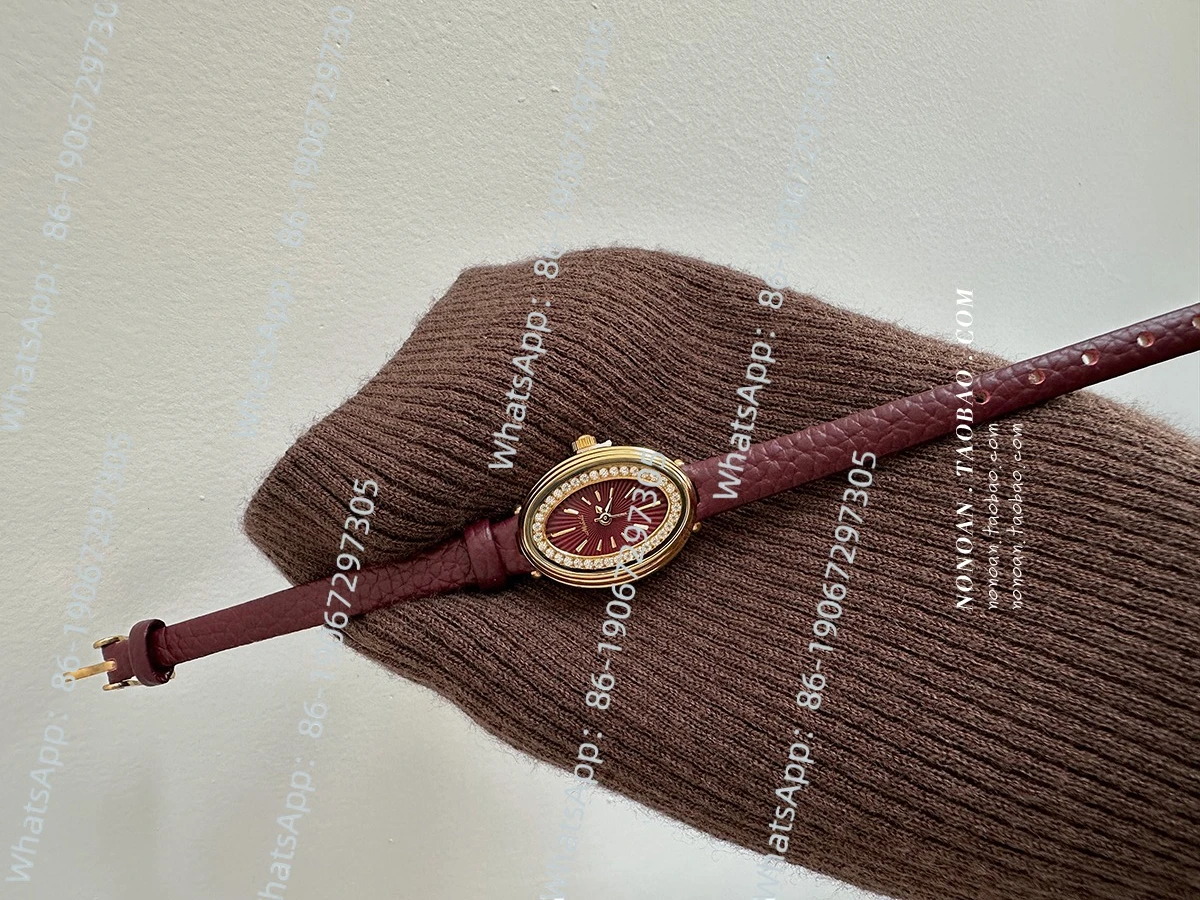 

Овальный комплект с бриллиантами Design Sense Изысканные модные кожаные женские часы Нишевый темперамент Высокий стиль Ins